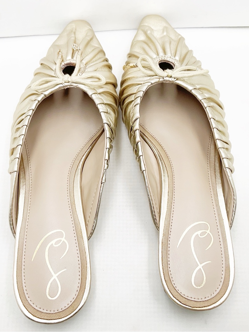 {Sam Edelman} Julia Metallic Gold Pointed Toe Mules - Picture 10 of 14